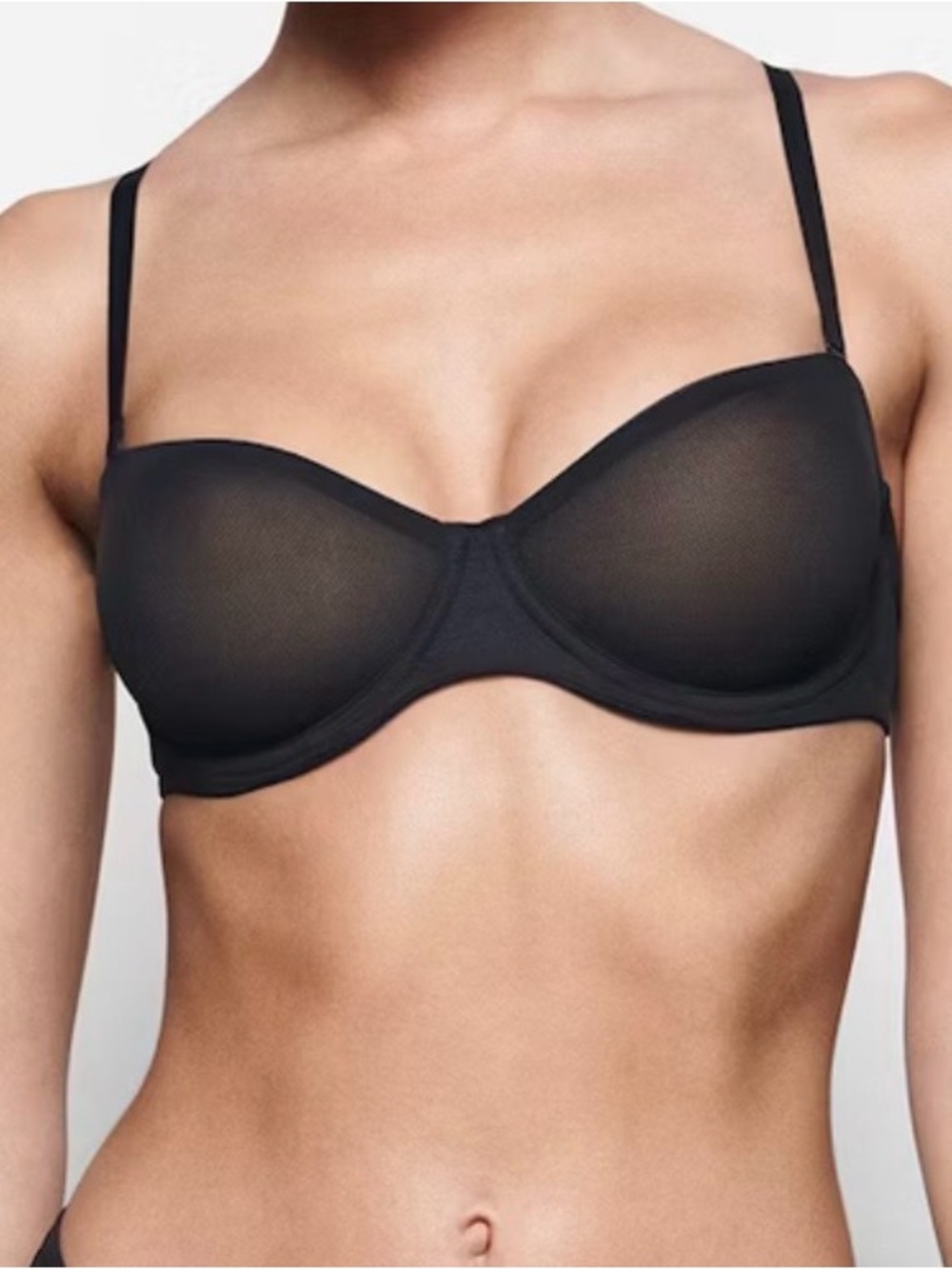 SKIMS Black Sheer Balconette Underwire Bra